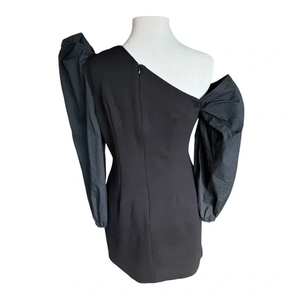 Elliatt Phenomenon Black One Shoulder Balloon Sleeve Cocktail Mini Dress Est Med - Picture 4 of 11